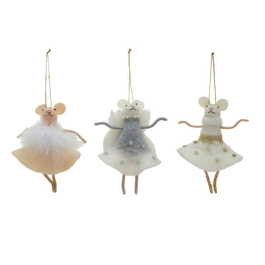 Wool Felt Ballerina Mouse Ornament