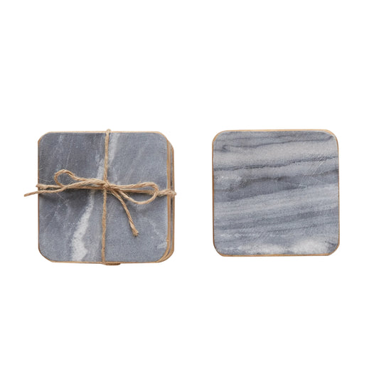 Marble Coaster with Gold Edge - Set of 4