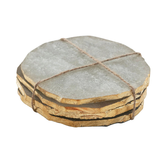 Quartz Coasters with Gold Edge - Set of 4