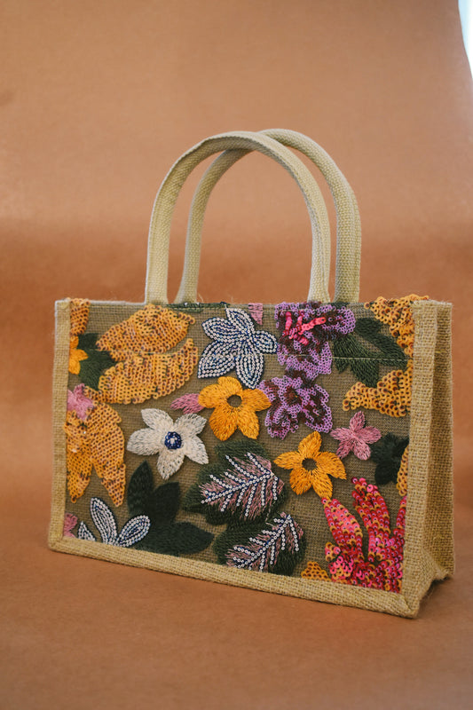 Burlap and Sequin Tote Bags