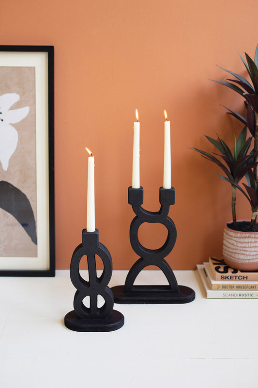 Black Wooden Taper Holder
